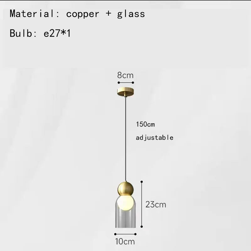 suspension moderne en verre transparent décorative et réglable