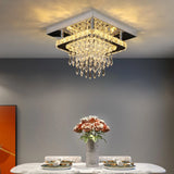 Plafonnier LED en cristal et acier inoxydable