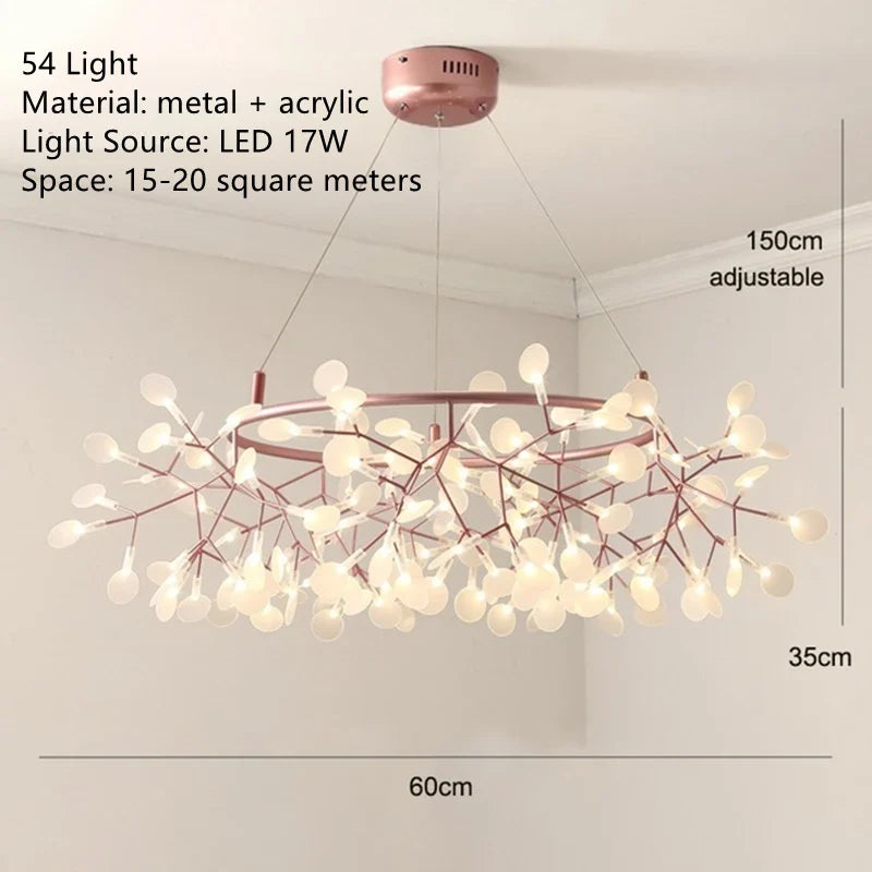 lustre led moderne avec branches rondes pour suspension