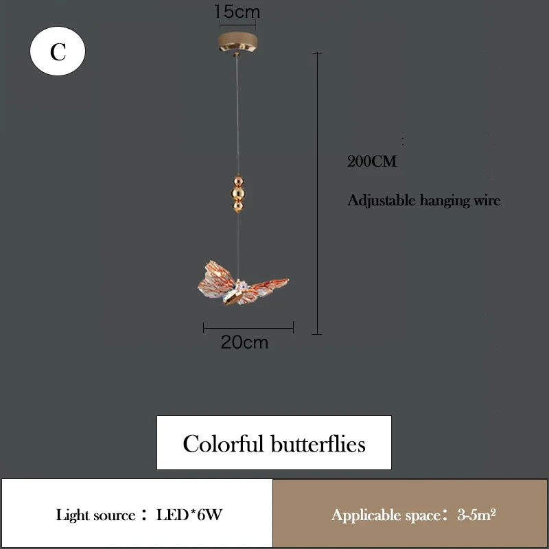 lustre papillon lumineux pour chambre d'enfants créative