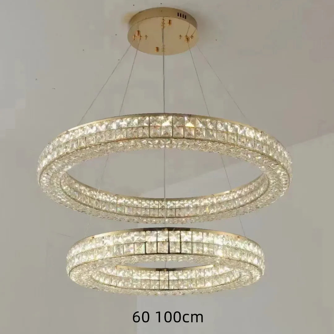 lustre en cristal transparent à led pour décoration intérieure moderne