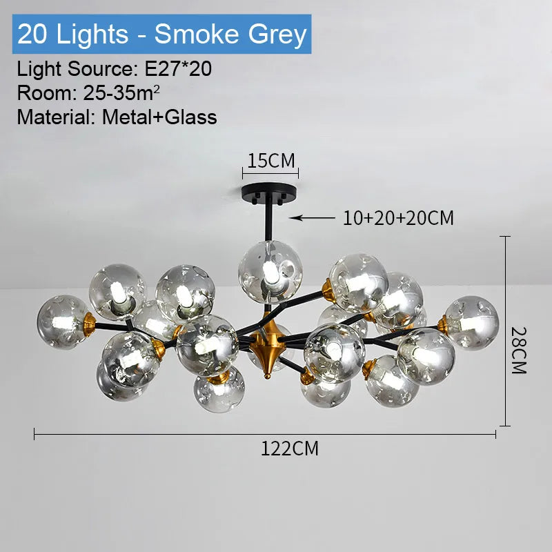 plafonnier led suspendu boule de verre design moderne luminaire intérieur