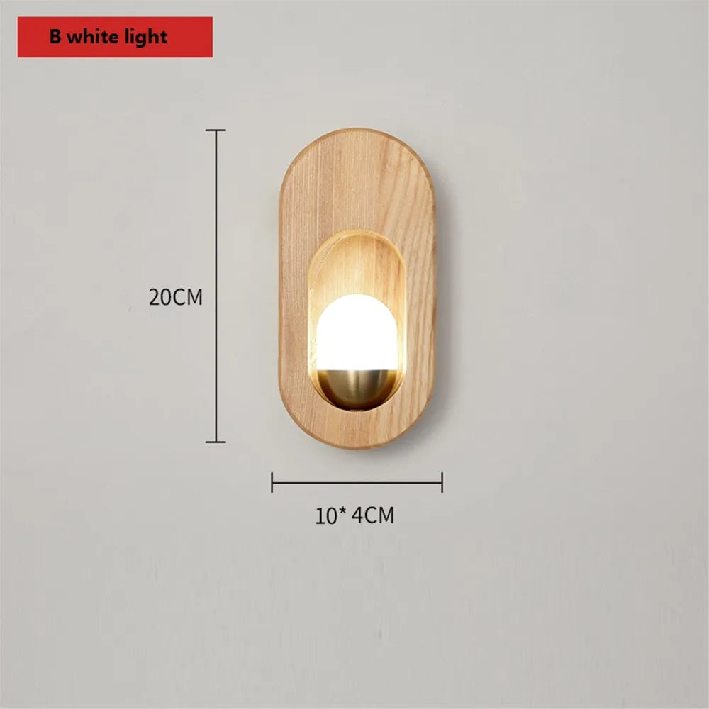 applique murale moderne nordique en bois avec led décorative