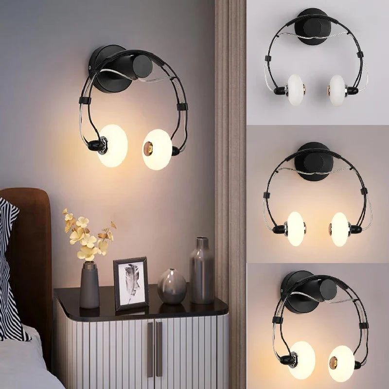 Applique murale LED créative en forme de casque audio
