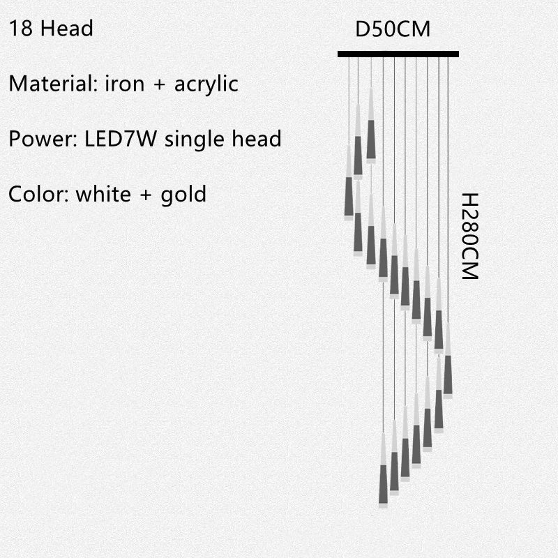 lustre led minimaliste moderne pour escalier duplex loft