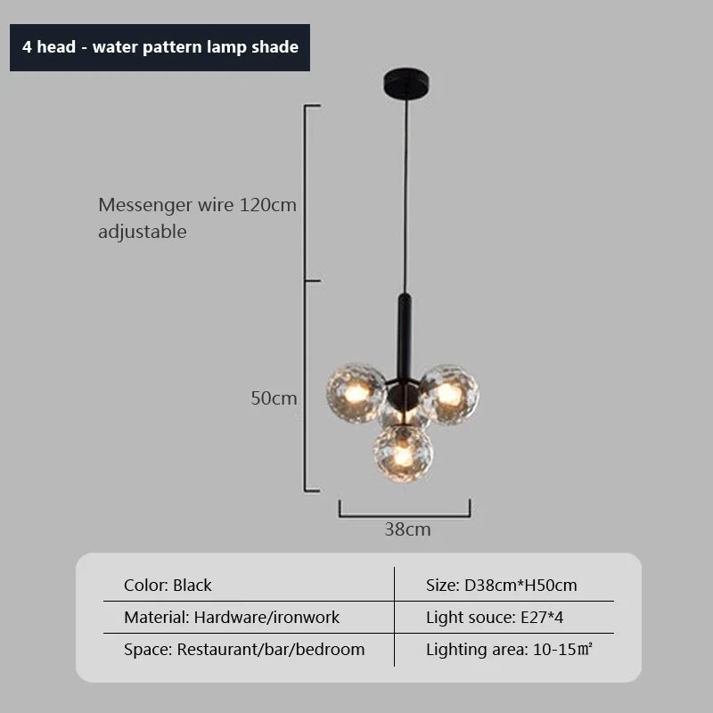 suspension moderne en verre pour décor intérieur élégant
