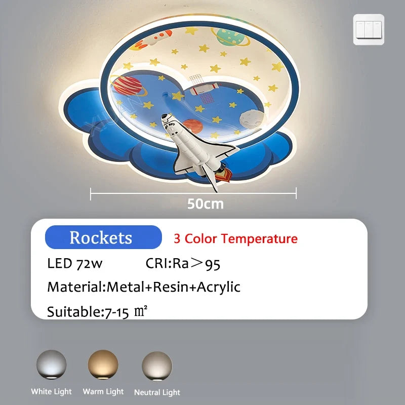 lustre d'intérieur pour enfant avec télécommande rocket lights boy