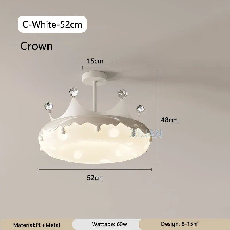 Creative Children Bedroom Chandelier Lamp with Pink Heart Bow Tie Crown Pendant Light for Princess Room Girl Nursery Baby Decor