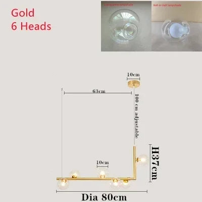 Kitchen Island Ceiling Chandelier Dining Table Glass Pendant Lamp Led Suspension Luminaire Hanging Light