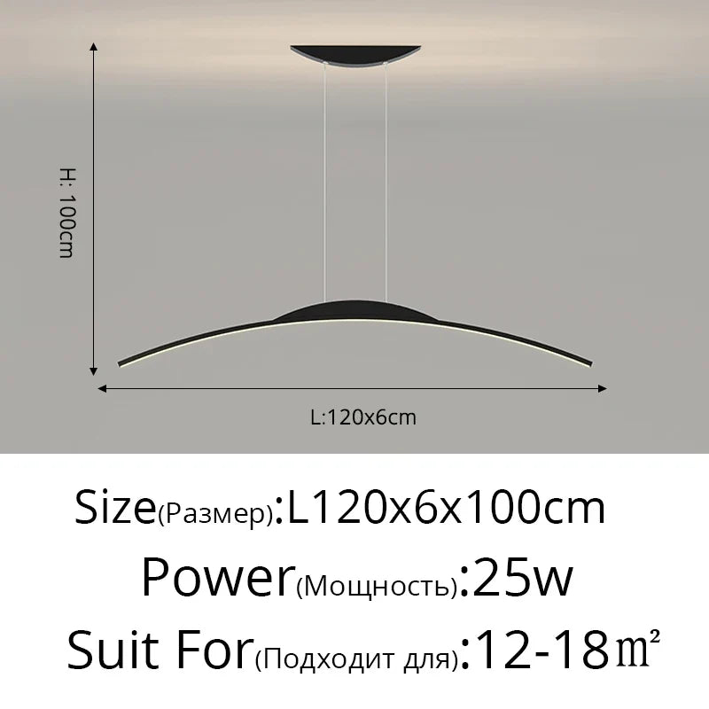 Lustre long led minimaliste avec hauteur réglable