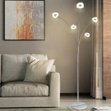 Depuley Lampadaire LED à 5 lumières à intensité variable pour chambre à coucher avec bras et tête réglables - Lampes modernes à poteaux hauts pour bureau