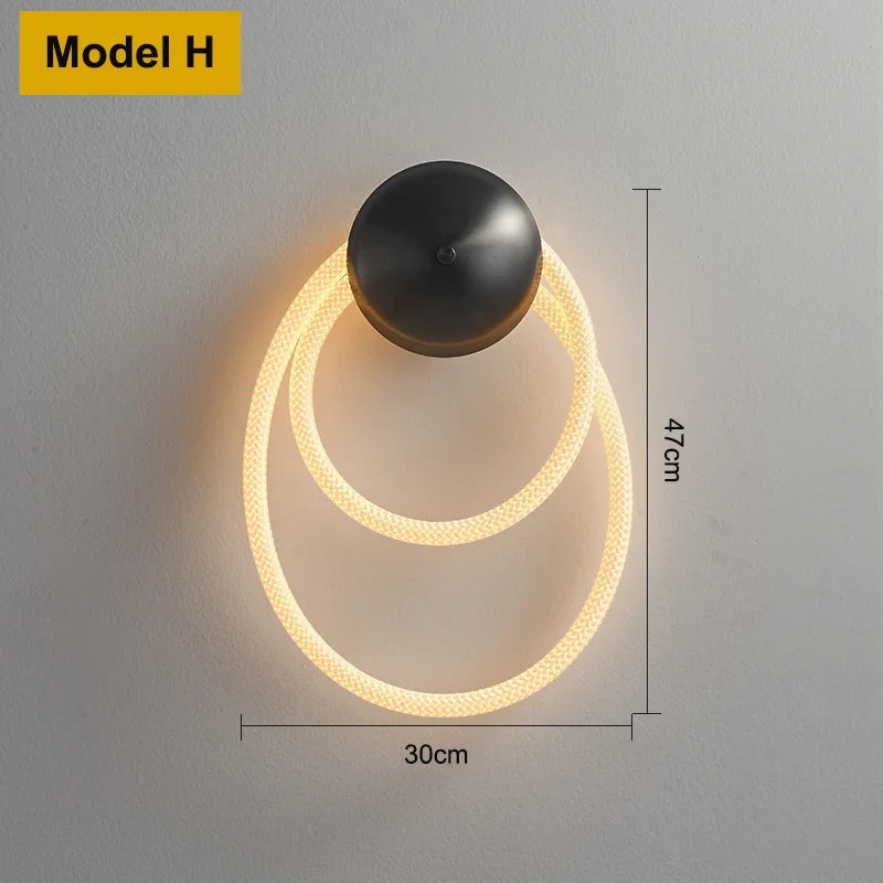 Applique murale moderne en Tube de néon LED tissé en Silicone
