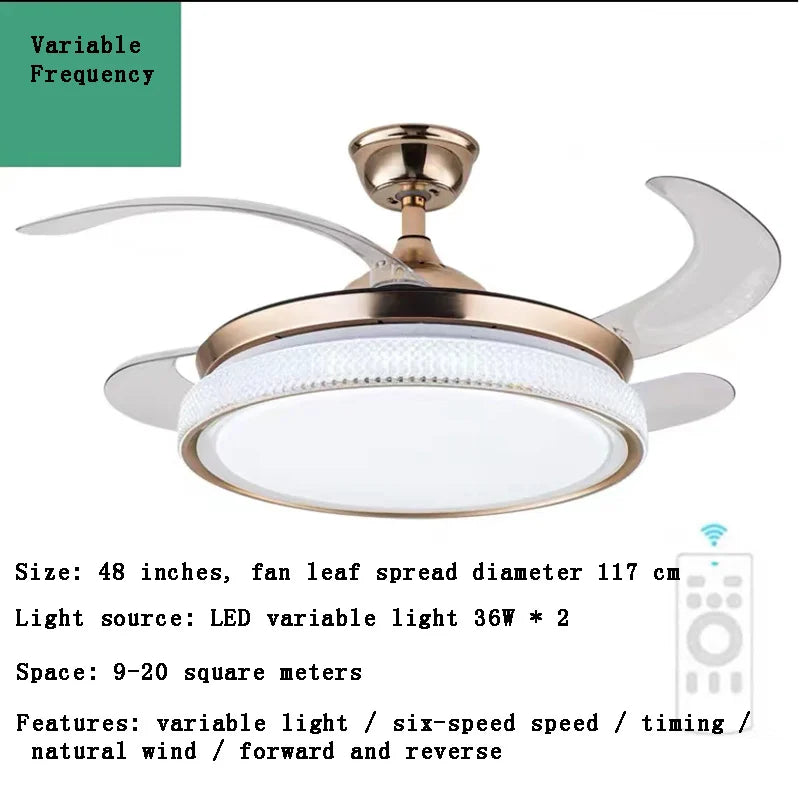 plafonnier led intelligent à pales rétractables design moderne