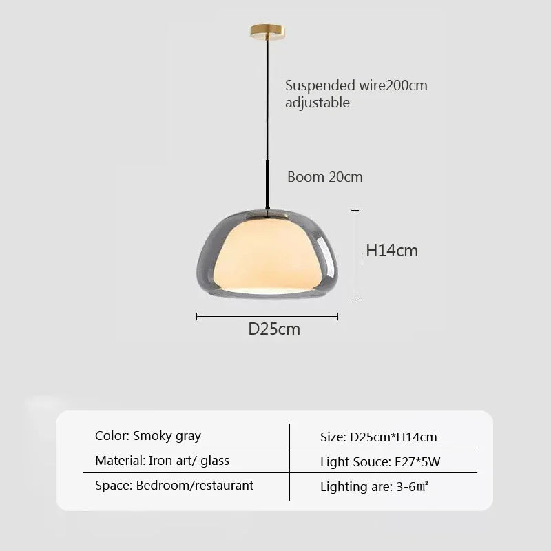 suspension en verre double couche style danois pour intérieur élégant