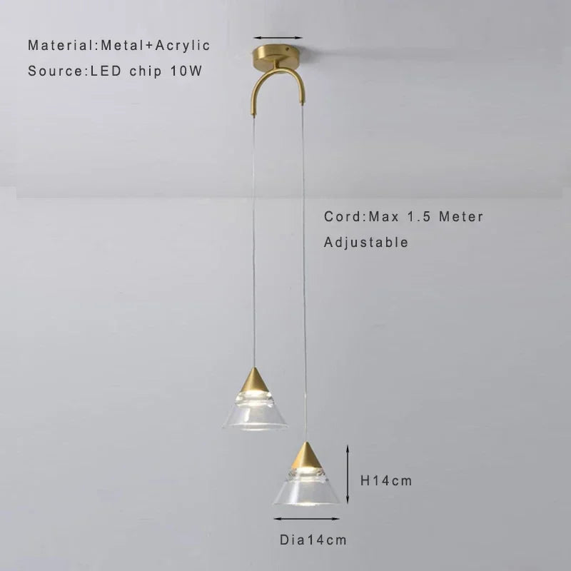 Industrial Pendant Light Fixtures Gold Finish Kitchen Ceiling Lights Crystal Shade Led Chandelier Lustre Christmas Decor Lamp