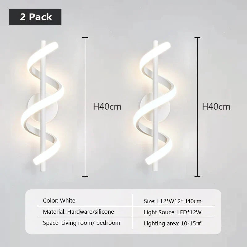 Applique murale nordique led noir blanc or