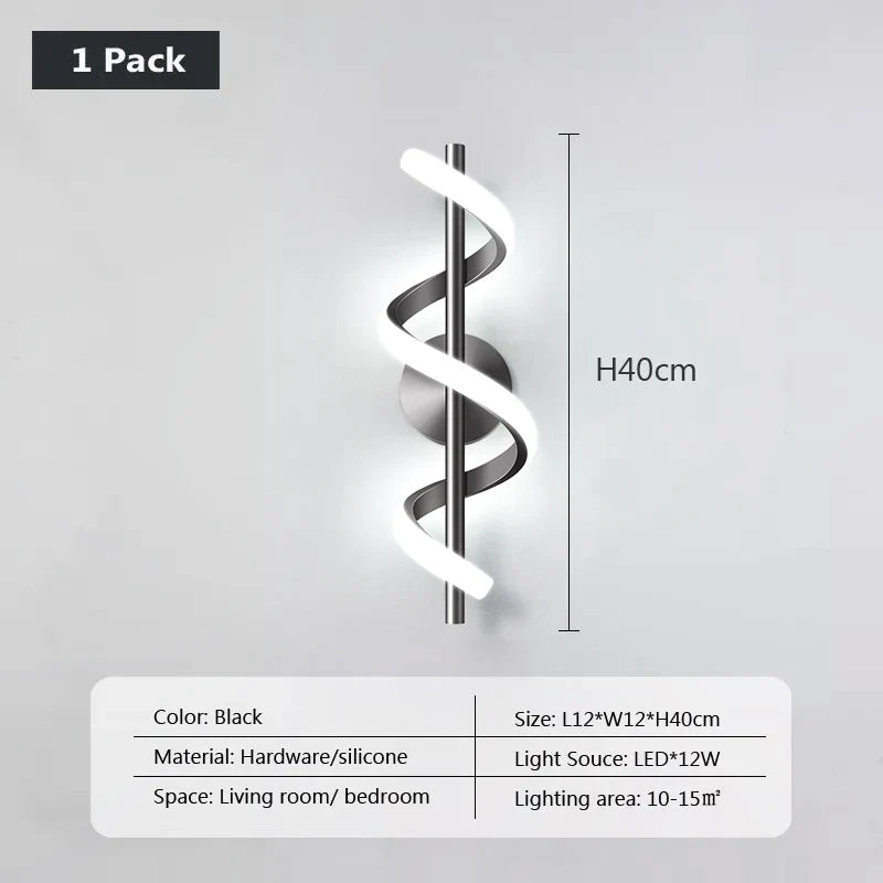 Applique murale nordique led noir blanc or