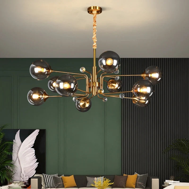 lustre led moderne 10 globes luminaire décoratif