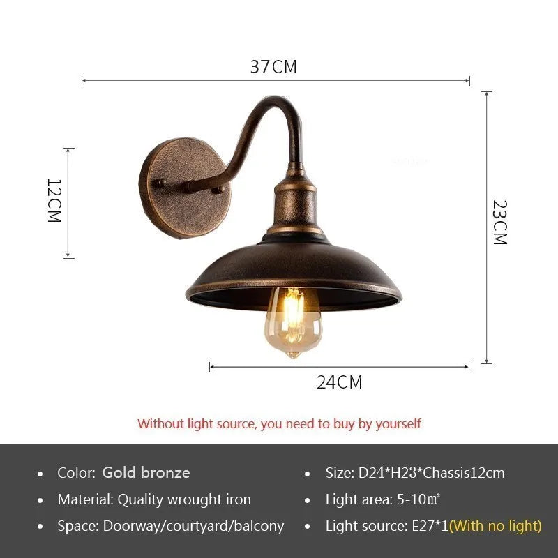 Vintage étanche applique murale lampe extérieure pour balcon porte cour couloir jardin industriel E27 appliques luminaire