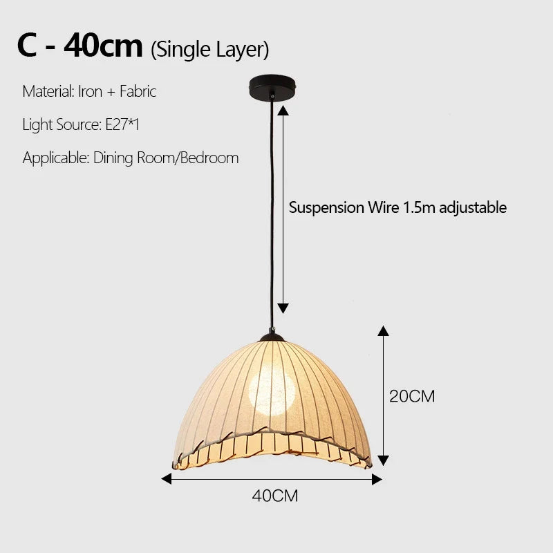 lustre en tissu chinois avec chapeau de paille et lumière led