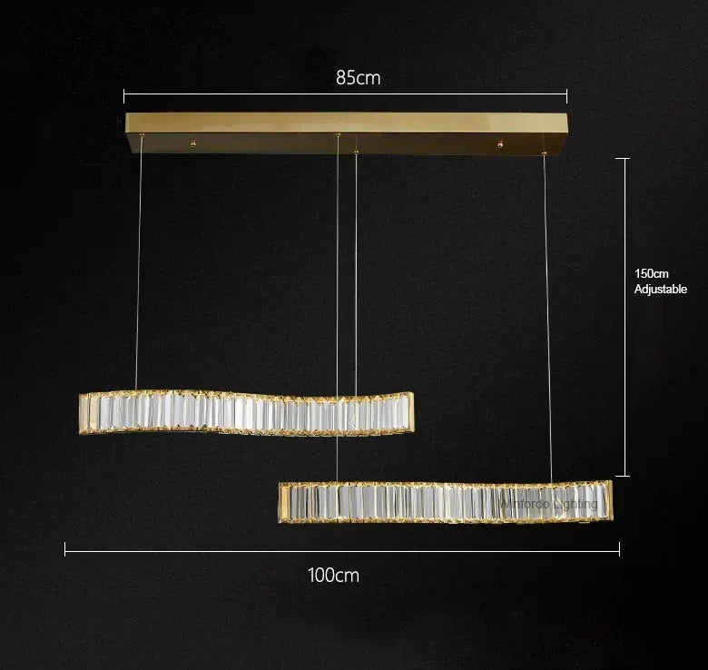 lustre led en bande de cristal design moderne simple et créatif