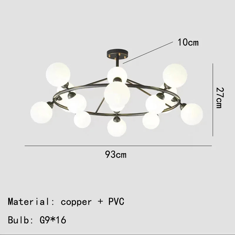 lustre moderne en acrylique et laiton noir doré pour éclairage intérieur