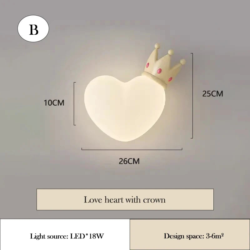 applique murale led en forme de cœur pour chambre d'enfant