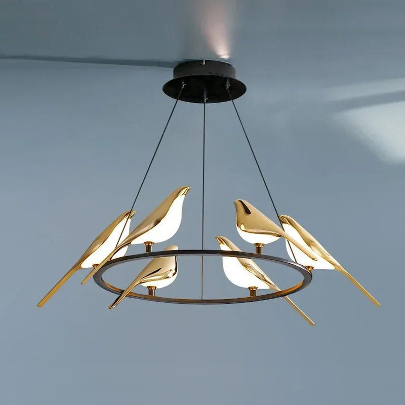 lustre led 	 art oiseau loft originalité décoration
