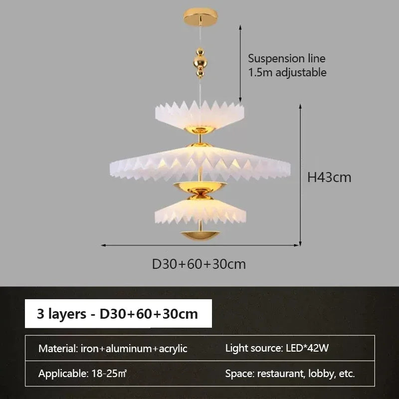 lustre plissé pliant minimaliste led soucoupe volante