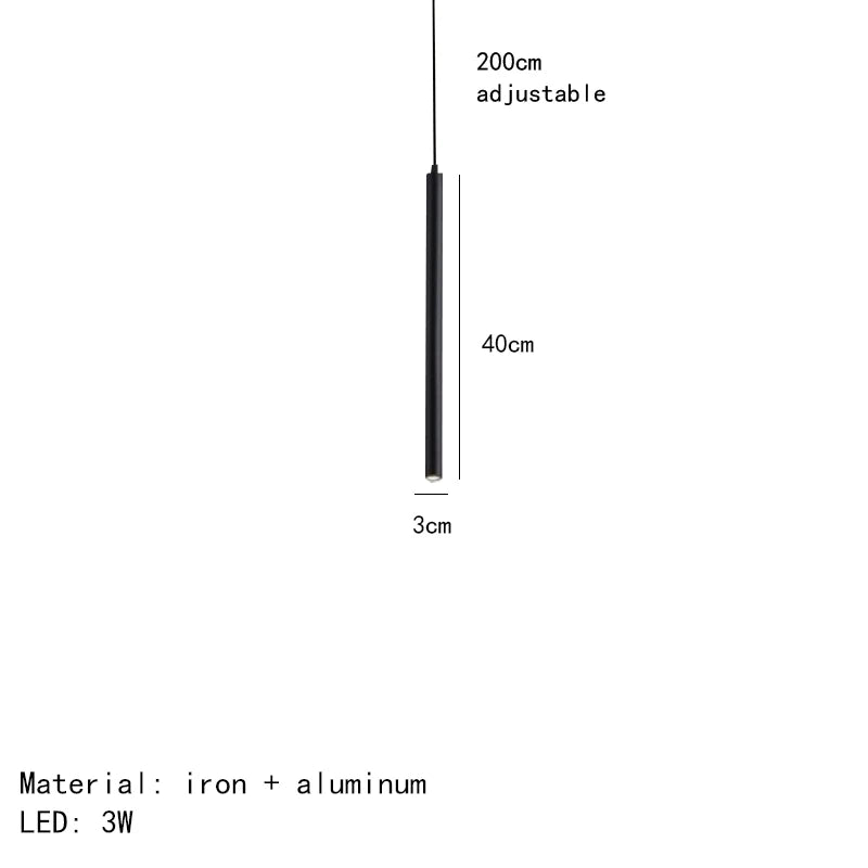 suspension led minimalistes en fer et aluminium réglable
