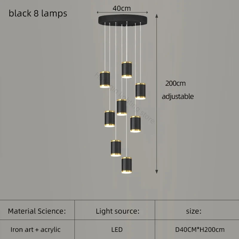 lustre moderne led pour escalier et intérieur contemporain