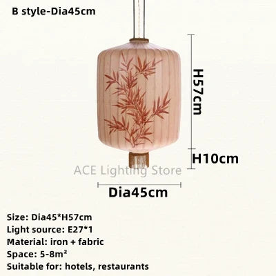 Nouvelle lampe lanterne en tissu chinois pour Restaurant salon rétro hôtel chez l'habitant balcon motif dessiné à la main lustre ampoule gratuite