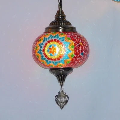 suspension vintage en verre teinté style bohème fait main en turquie
