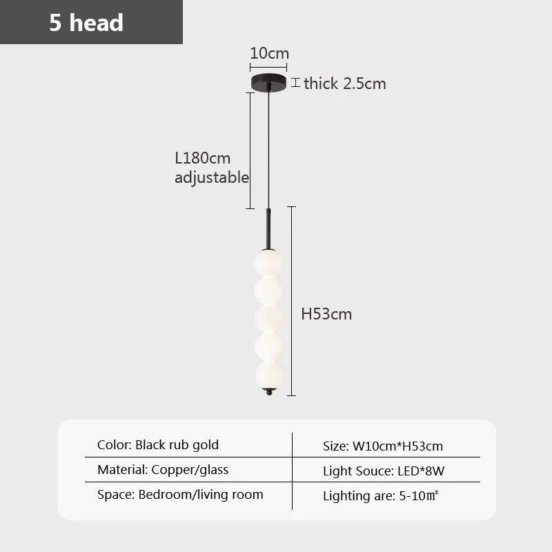 Suspension en verre nordique LED cuivre vent gourde 3-8 tête chevet suspendu décor lampe pour étude chambre salon éclairage