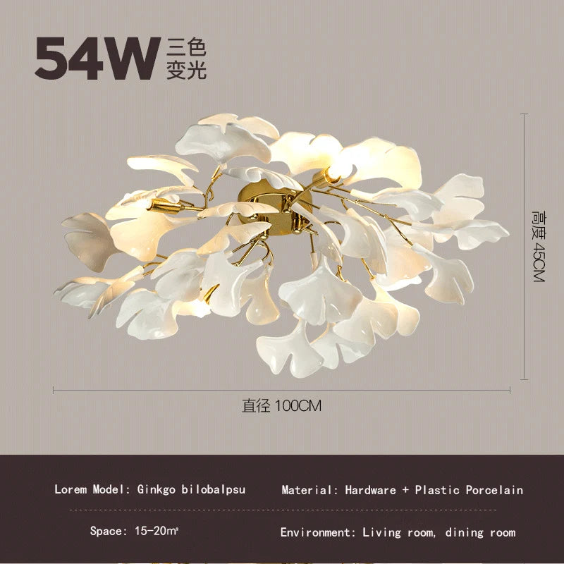 Ginkgo feuille cage d'escalier long lustre lumière atmosphérique villa de luxe duplex bâtiment loft hall d'hôtel lampes d'art créatives