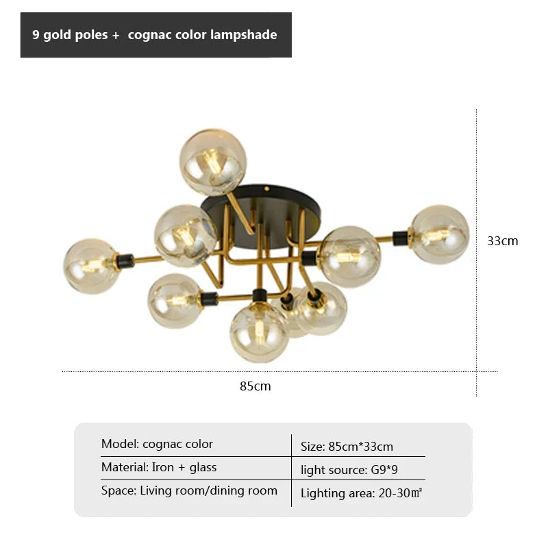 Plafonnier en verre nordique G9 LED lumière industrielle en métal pour chambre salon salle à manger étude maison intérieur loft lumière