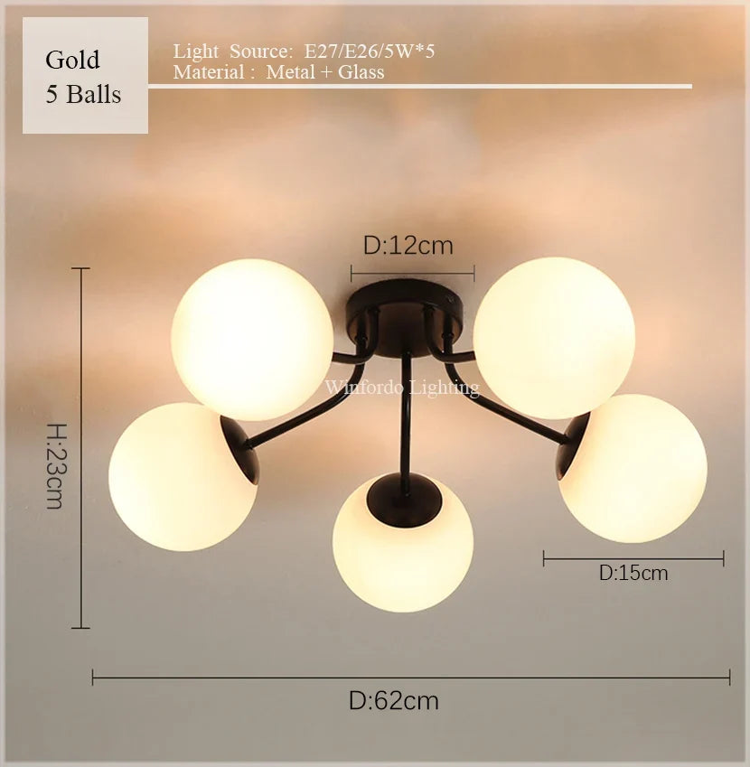 suspension lustre 	 led boule de verre pour sommeil direct