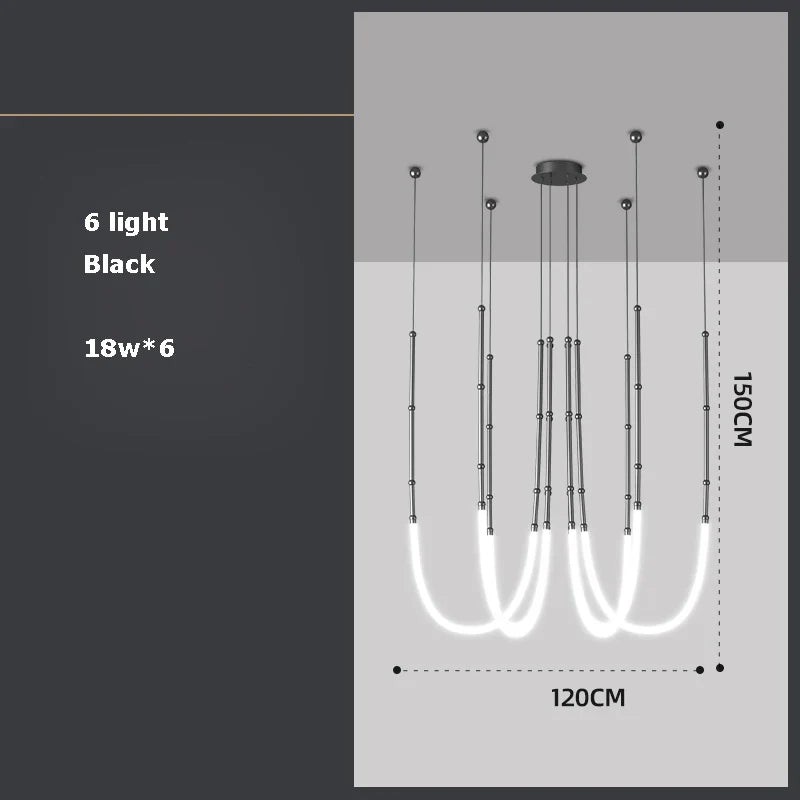 lustre linéaire à led design en acier inoxydable minimaliste