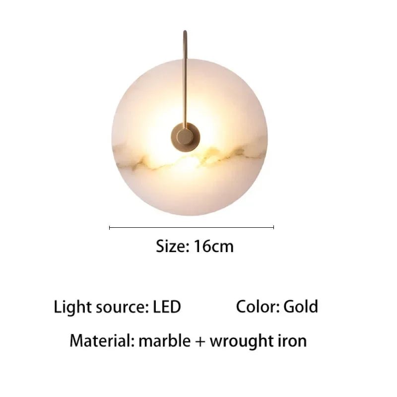 Applique murale LED marbre moderne luxe noir or
