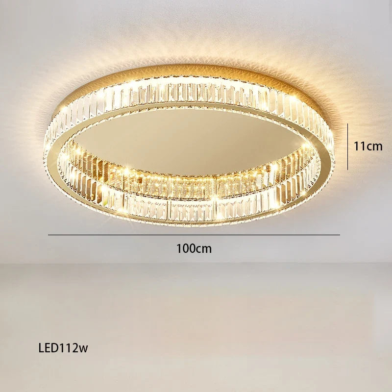 lustre en or et argent avec led dimmable rond