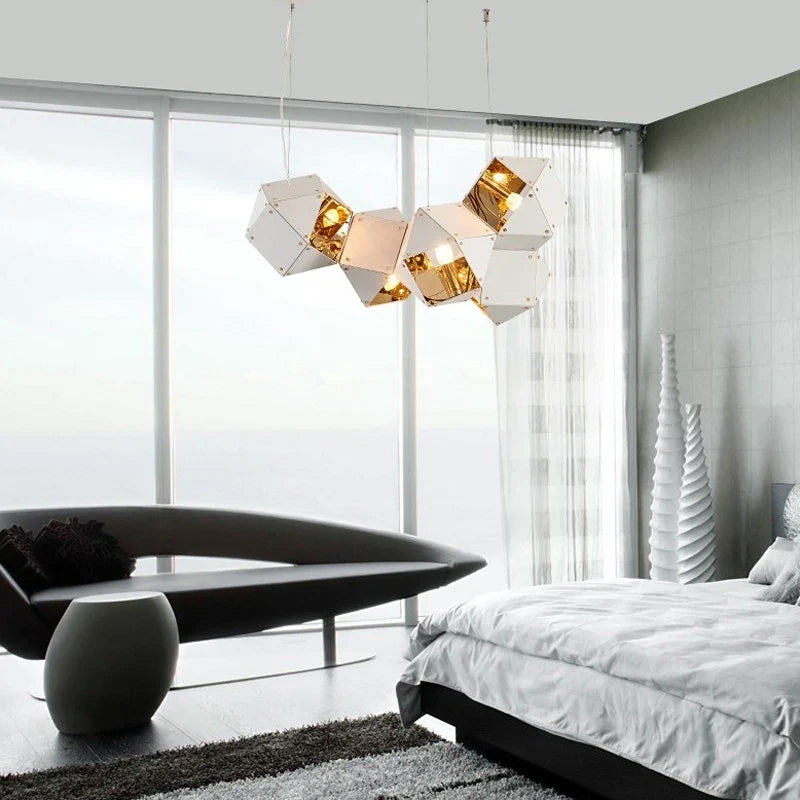suspension led cube art déco style assorti 	 saison