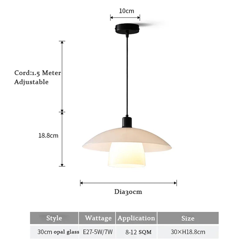 Lamp Glass Pendant Light,with Handblown White Art Glass Shade Adjustable Cord Black Finish Modern Hanging Pendant Light For Kitc