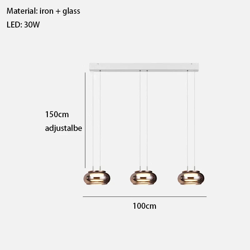 Suspension en verre fumé gris en forme de galet aplati — Bisquine