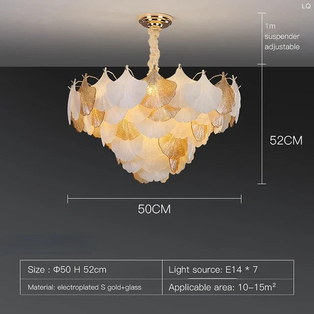 suspension moderne en verre ginkgo pour éclairage intérieur décoratif