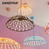 suspension moderne en corde tressée avec lumière led décorative