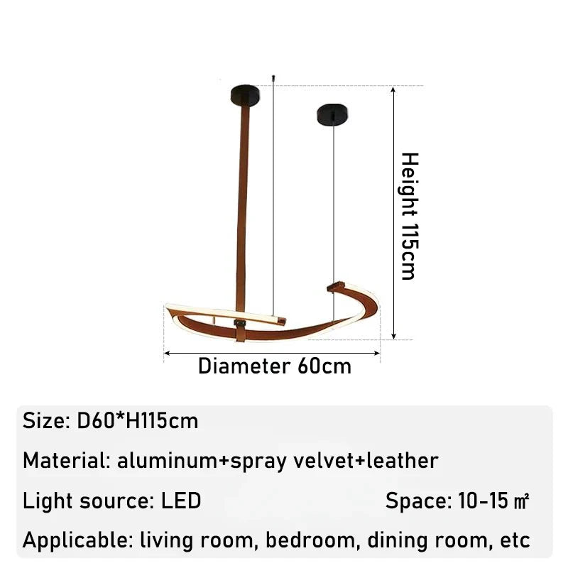 Modern leather Led chandelier dimmable dining room, living room, bedroom, hall chandelier, home decoration lighting fixture