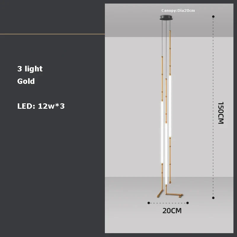 lustre linéaire à led design en acier inoxydable minimaliste
