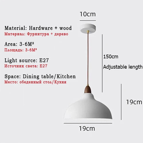 Suspension nordiques lampes suspendues industrielles luminaire d'intérieur pour salon salle à manger cuisine décor noir blanc suspension