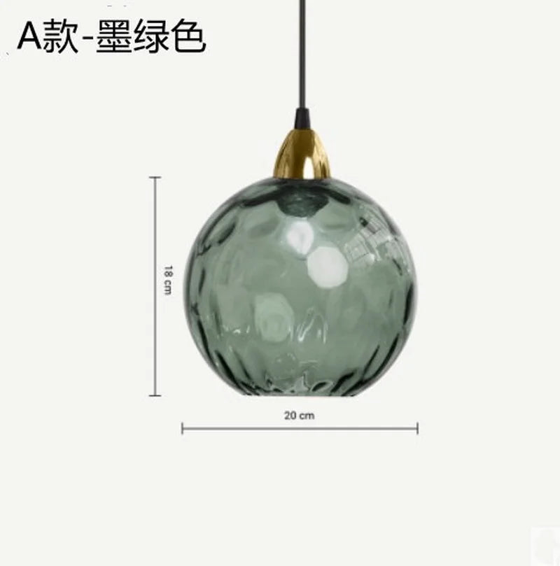 Lustre boule de verre coloré nordique lampes suspendues moderne Grain d'eau Restaurant cuisine luminaire suspendu chambre lampe de chevet