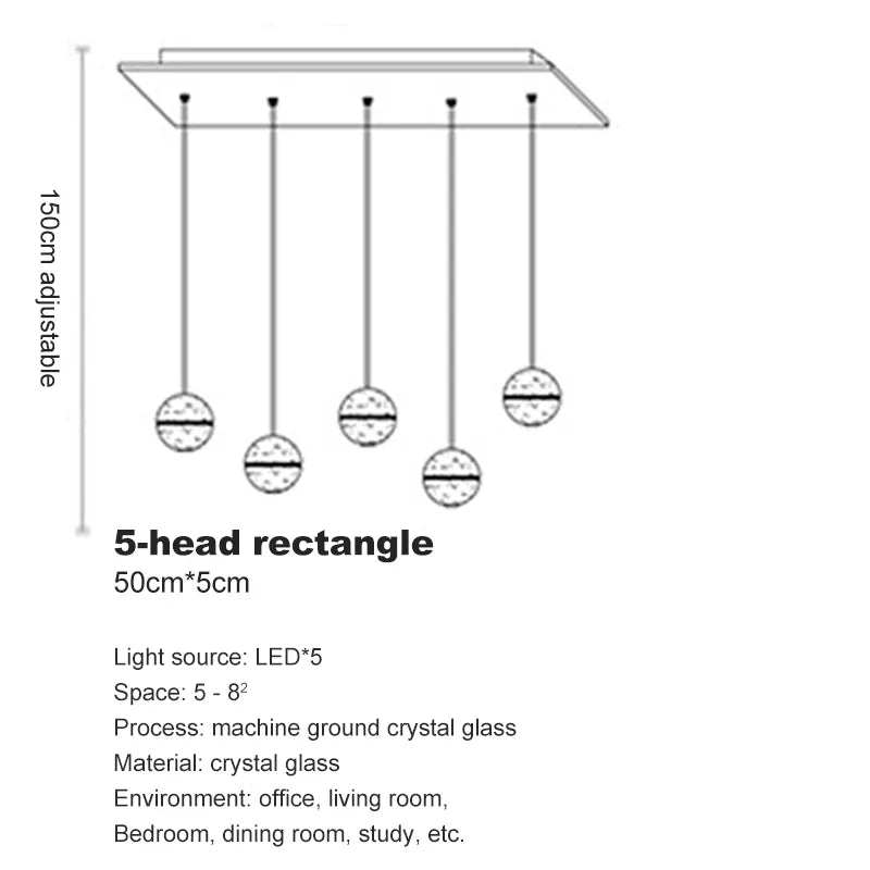 lustre en cristal moderne avec boule tournante led suspendue